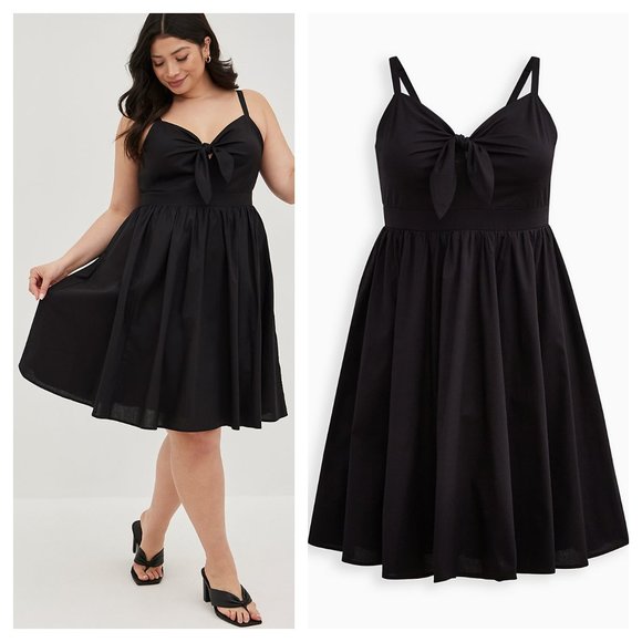 torrid Dresses & Skirts - Black Poplin Tie-Front Skater Dress